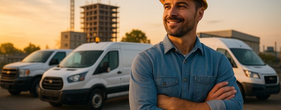 Man displaying fleet control with his service business